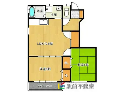 田島ハイツ(2LDK/1階)の間取り写真