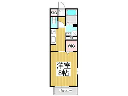 ウィズハイムY(1K/2階)の間取り写真