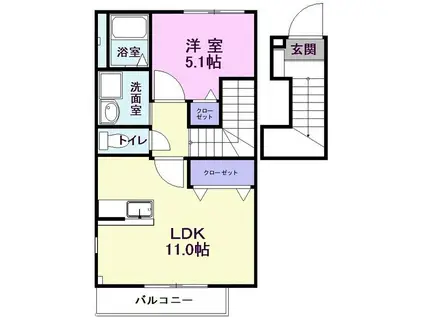 プレステージガーデンII(1LDK/2階)の間取り写真