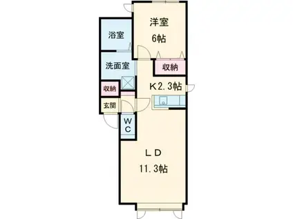 メアリーI(1LDK/2階)の間取り写真