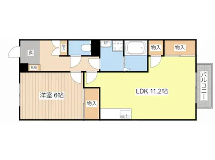 リリームA・B(1LDK/2階)の間取り写真