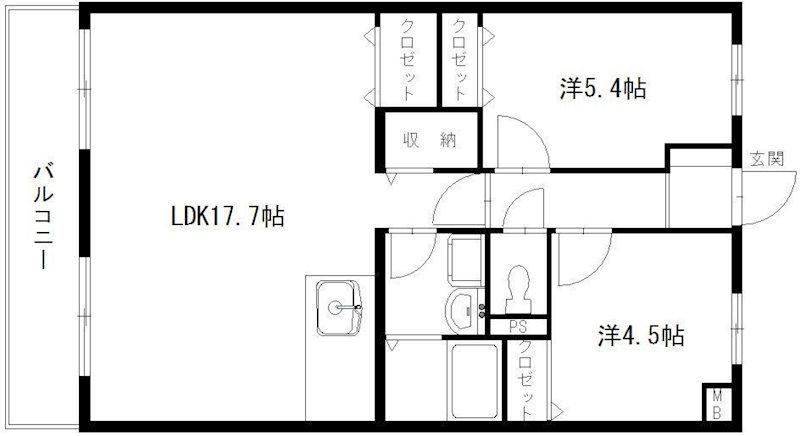 エスペランサAOI(2LDK/4階)の間取り写真
