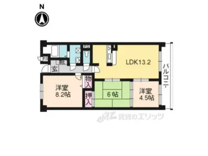 デミューズ木幡(3LDK/3階)の間取り写真