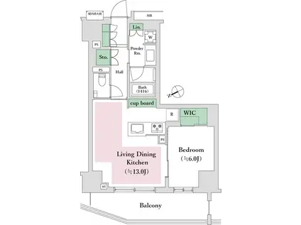 オープンレジデンシア池尻大橋(1LDK/11階)の間取り写真