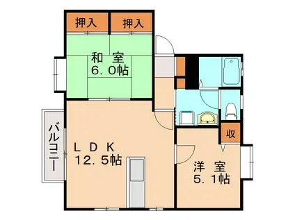 シャロームII(2LDK/2階)の間取り写真