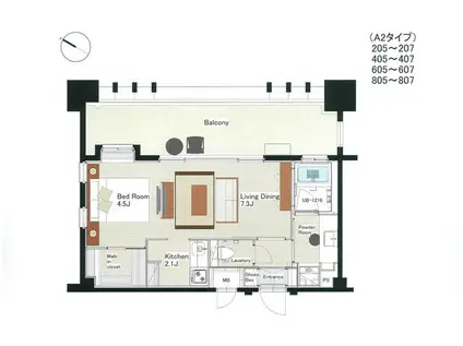 THE PALACE NAGAHAMA BAY(1LDK/4階)の間取り写真