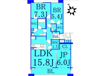 港北センタープレイス F棟(3LDK/5階)の間取り写真