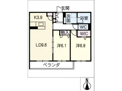 シャーメゾン長良西(2LDK/3階)の間取り写真