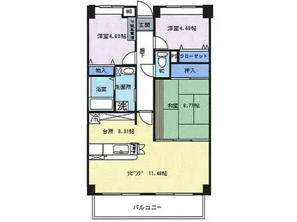 アーバンヒルズ千里(3LDK/7階)の間取り写真