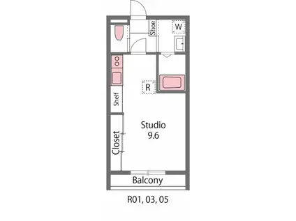 エライア(ワンルーム/2階)の間取り写真