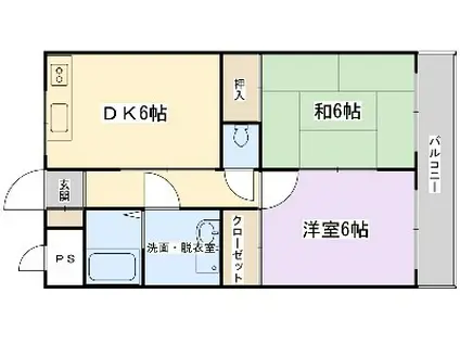 ドミール春日(2DK/3階)の間取り写真