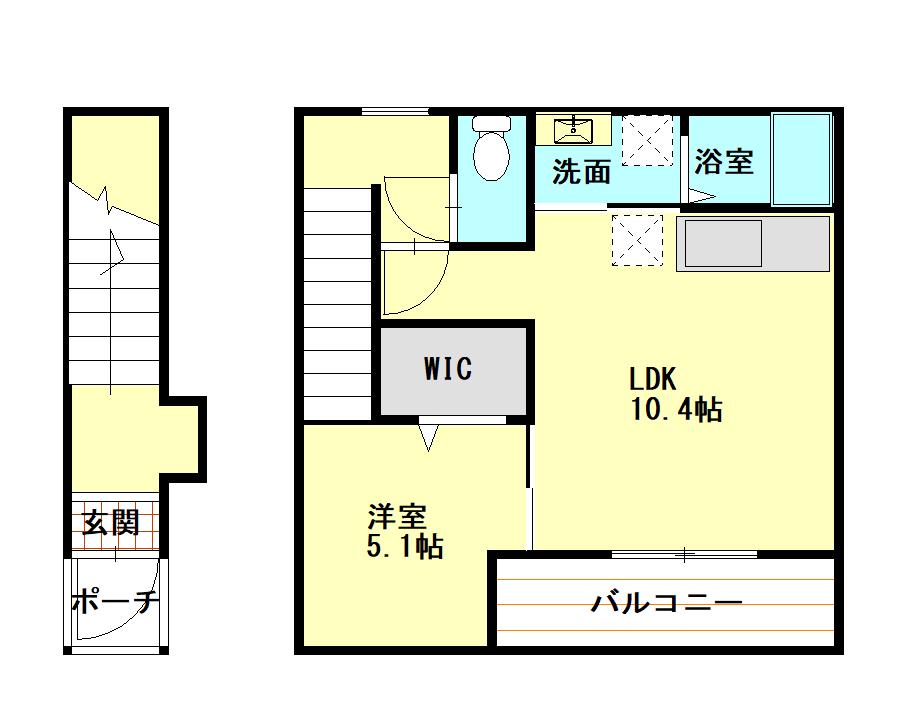 リバーフロント長浜(1LDK/2階)の間取り写真