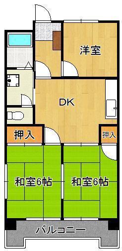 シャトレ沼本町II(3DK/2階)の間取り写真