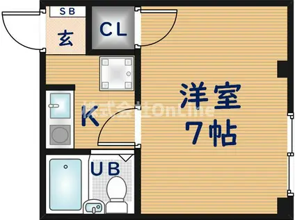 ラ・メゾン ペンギン(1K/2階)の間取り写真