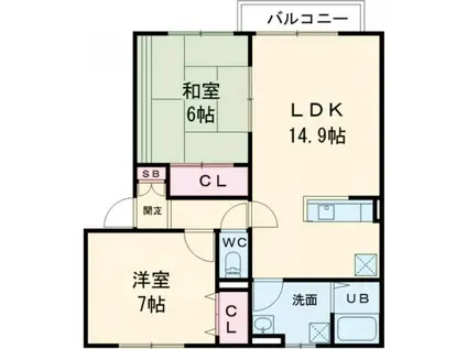カーサベルデ(2LDK/2階)の間取り写真
