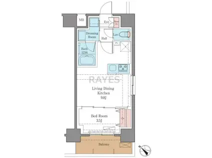 LUXENAPAWS南行徳(1LDK/6階)の間取り写真