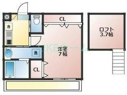 マイメゾン西船(1K/2階)の間取り写真