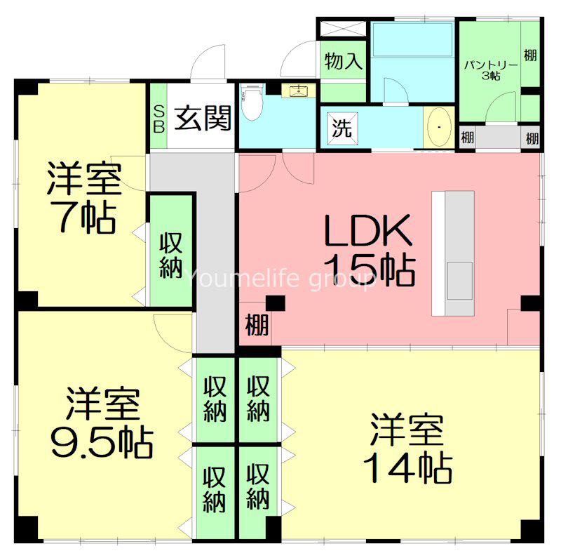 小沢ハイツ(3SLDK/1階)の間取り写真