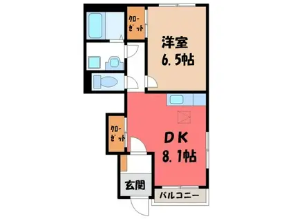 サンヴィレッジI(1DK/1階)の間取り写真