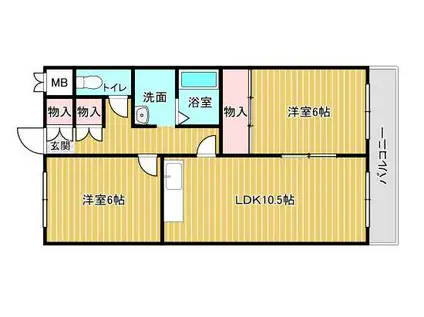 シャンポール西藤江(2LDK/3階)の間取り写真