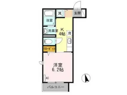 ウィステリア四谷(1K/2階)の間取り写真