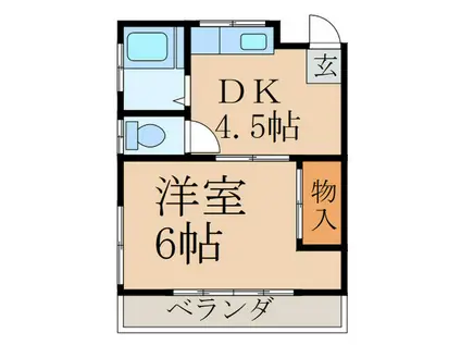 たつた荘(1DK/2階)の間取り写真