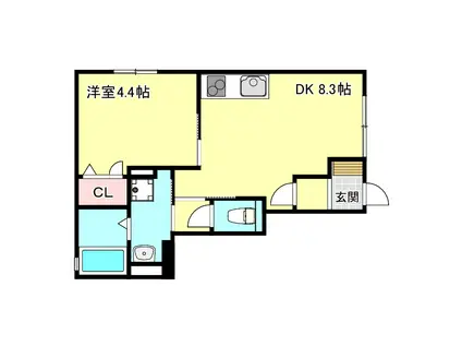 ARROW(1DK/1階)の間取り写真