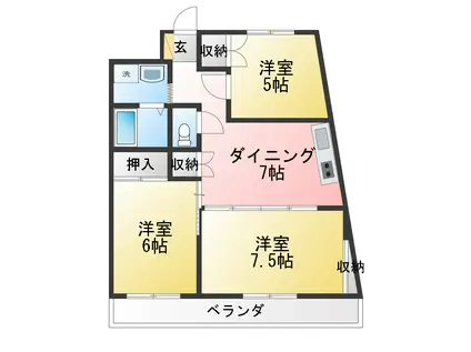 エクセレント梶ヶ谷(3DK/3階)の間取り写真