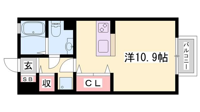 カーサアリビオ(ワンルーム/2階)の間取り写真