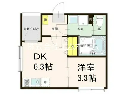 ハーモニーテラス荒子町II(1DK/1階)の間取り写真