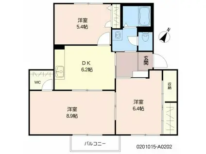 フローラルパレスONOUE(3DK/2階)の間取り写真