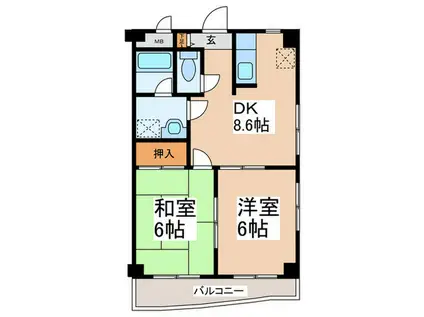 鴨志田第2ビル(2DK/3階)の間取り写真