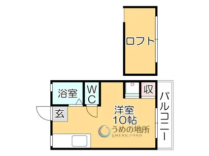 シティーベール高良内B棟(ワンルーム/1階)の間取り写真