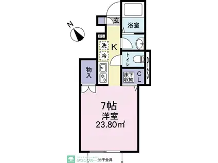 ウィステリアハタノダイ(1K/1階)の間取り写真