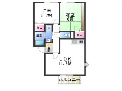 フレンドハイツ足立(2LDK/1階)の間取り写真