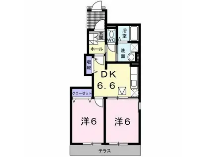 ブライトヒルズB(2DK/1階)の間取り写真