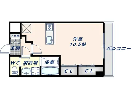 ディオネ・ジェータ長堂(ワンルーム/3階)の間取り写真