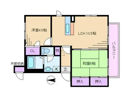 ベルデュール石神井公園(2LDK/2階)の間取り写真