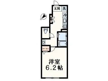 MQUARTO京王永山(1K/1階)の間取り写真