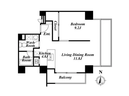 KDXレジデンス四谷(1LDK/11階)の間取り写真