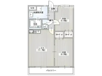クレストガーデン南柏(2LDK/3階)の間取り写真