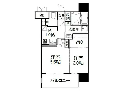 エンクレスト天神AVANT (2K/4階)の間取り写真