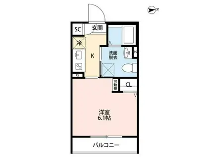 桜テラスSAKADO(1K/1階)の間取り写真