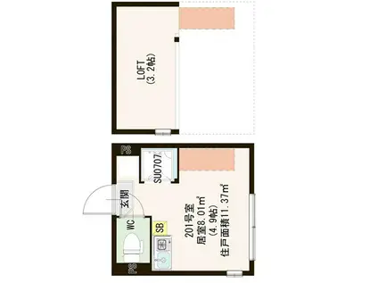 インペリアルスイート(ワンルーム/2階)の間取り写真