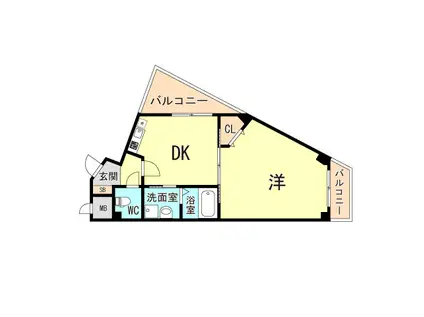 プラスワン(1DK/3階)の間取り写真