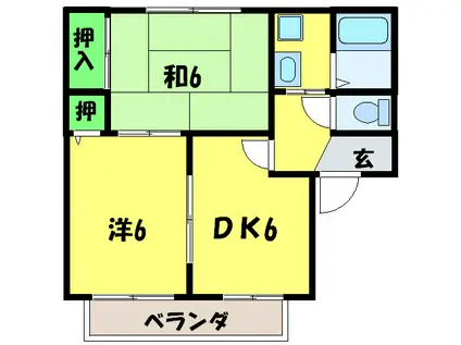 コーポサン(2DK/2階)の間取り写真