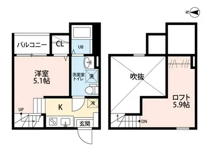 PRIMROSE(1K/1階)の間取り写真