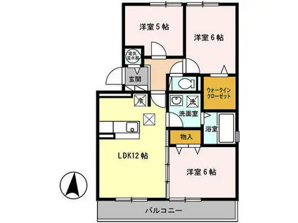 サニーハウスF(3LDK/1階)の間取り写真
