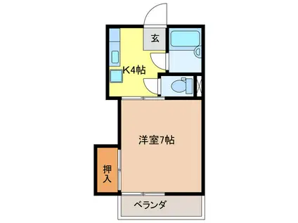 コスモポリス(1K/1階)の間取り写真