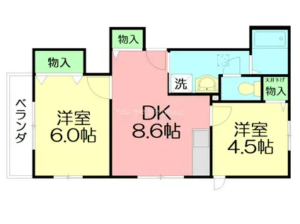 ヴィラコート鵠沼(2DK/2階)の間取り写真